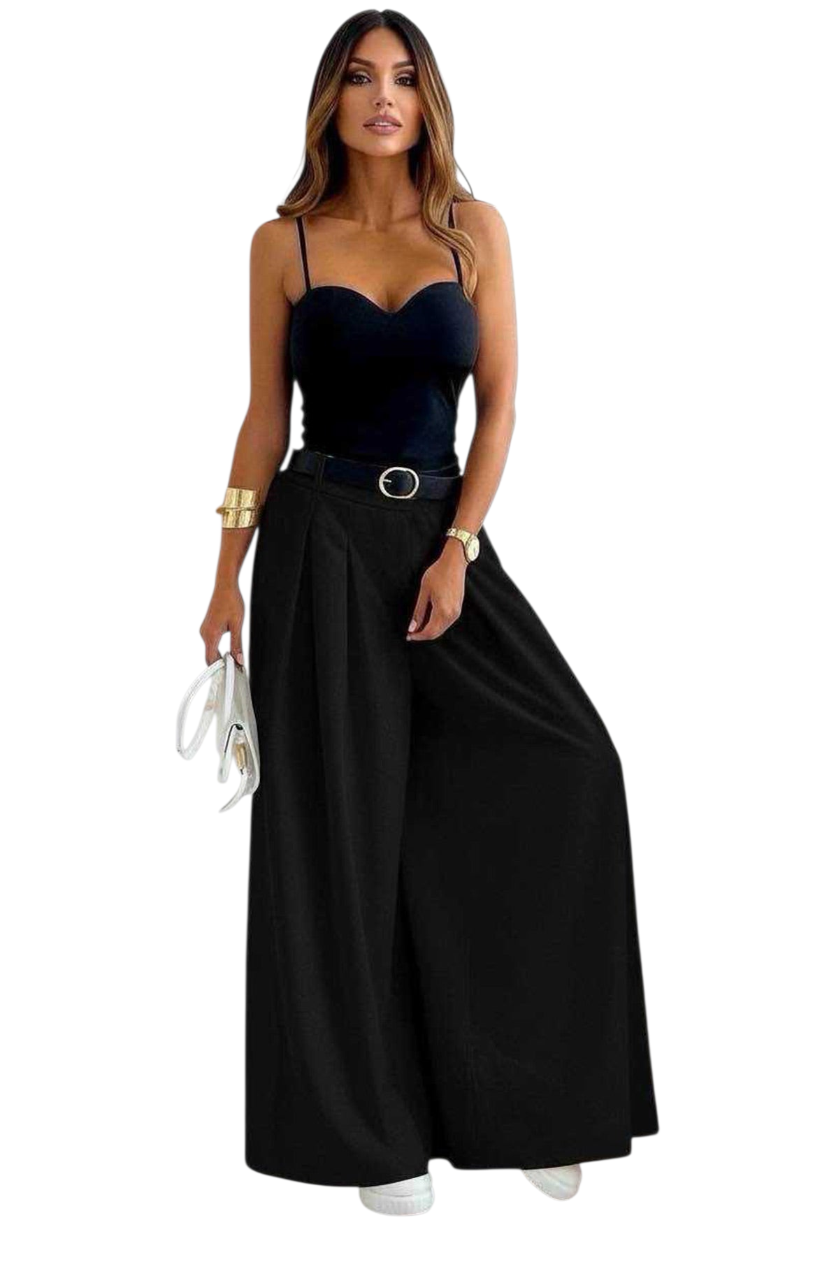 Belted wideleg trousers in stone, camel, mint and black