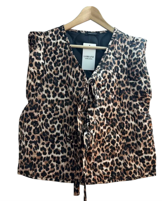 Leopard quilted tie waistcoat