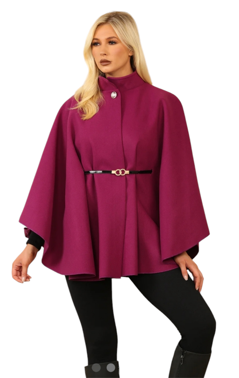 Oversized belted cape in two colours