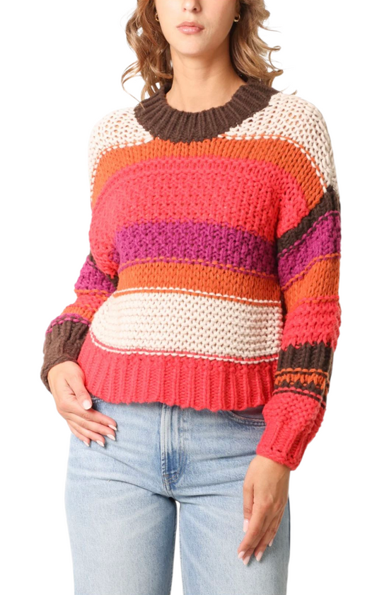Chunky striped Crew neck in two colours