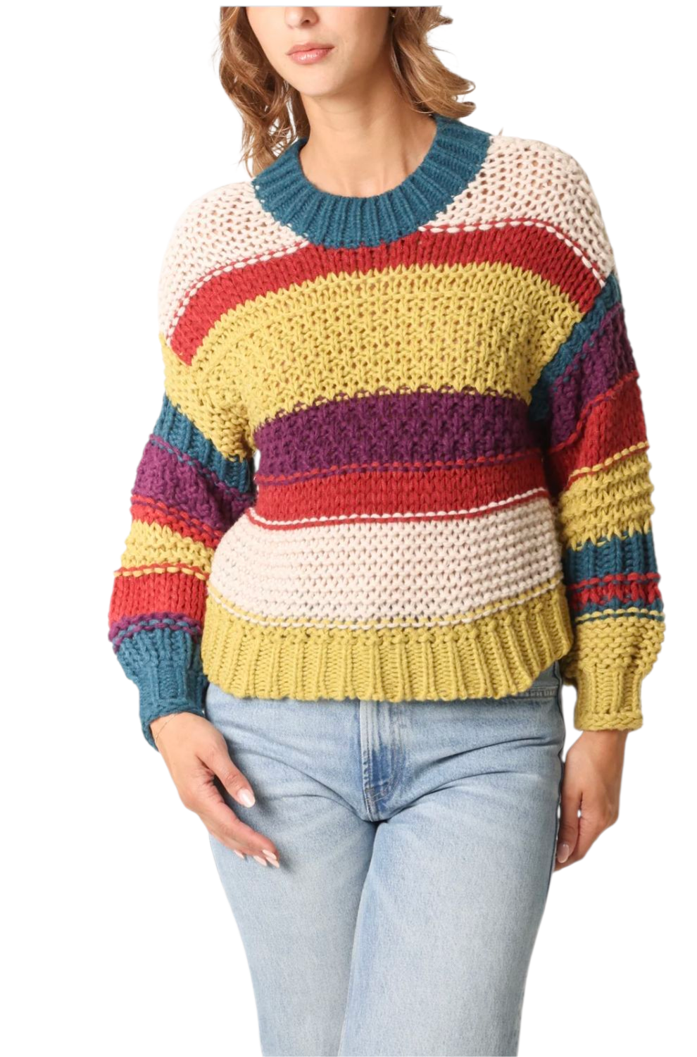 Chunky striped Crew neck in two colours