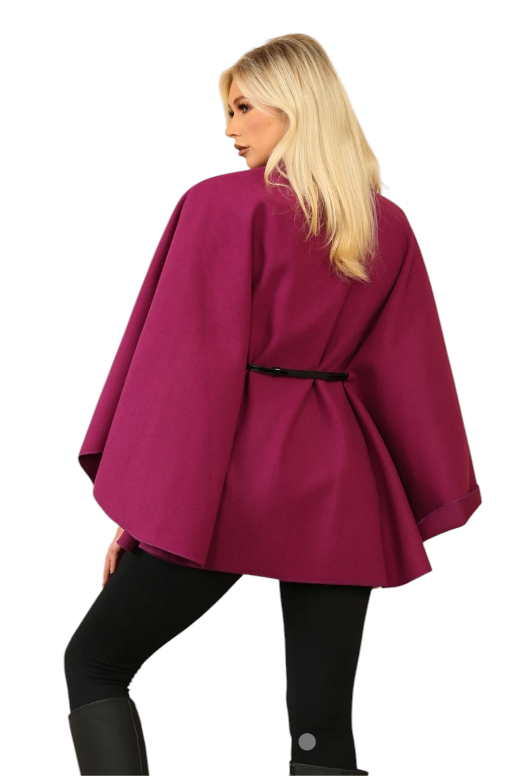 Oversized belted cape in two colours