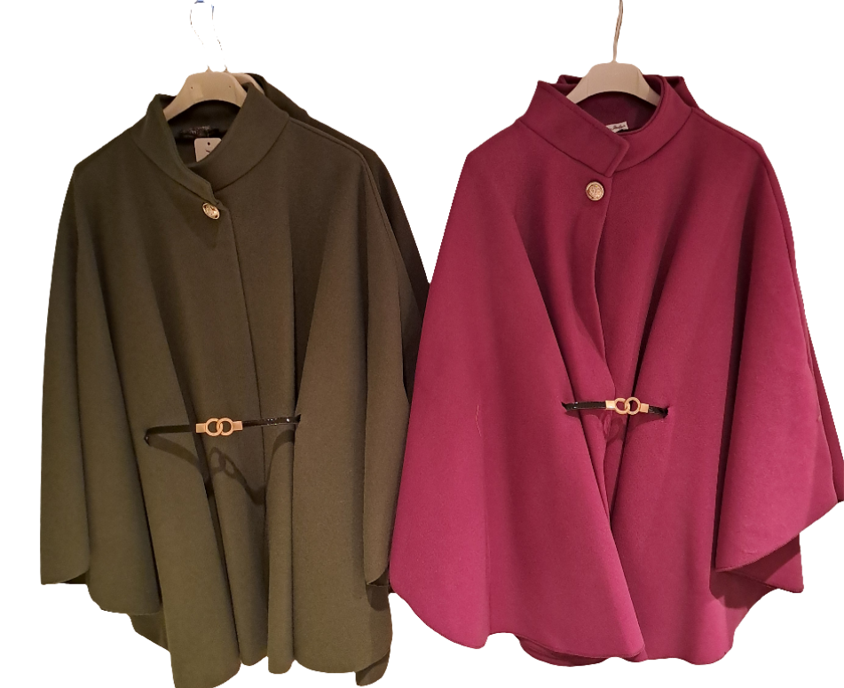 Oversized belted cape in two colours