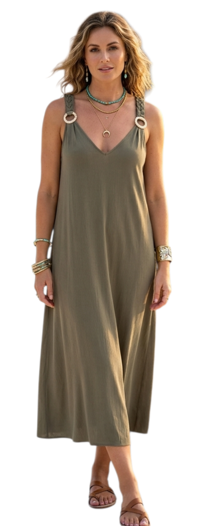 Gold buckle maxi dress in five colours