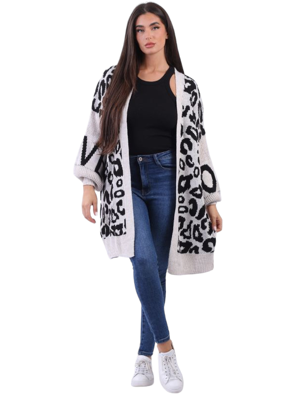 Leopard loose fit LOVE cardigan