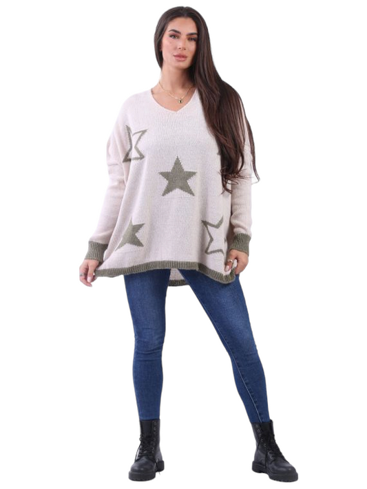 Supersoft star print batwing jumper