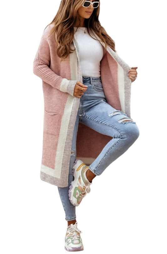 Colour Block cardi in pink