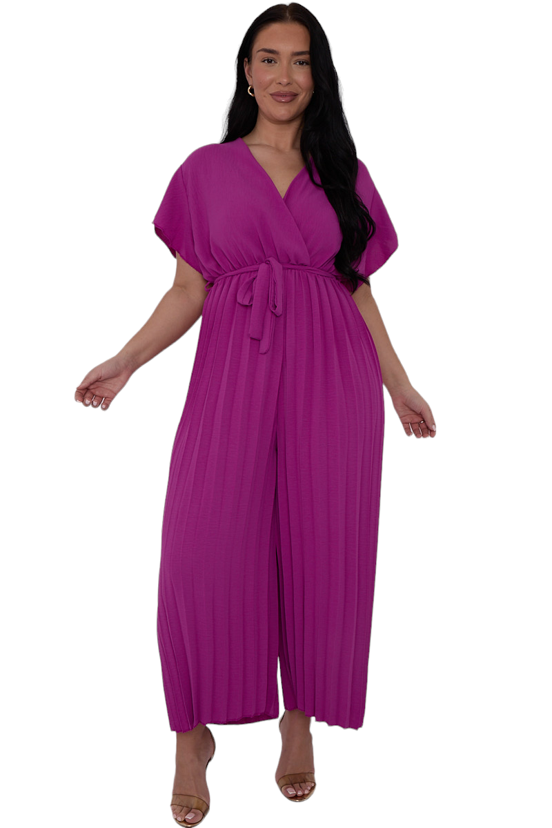 Curve range pleated leg jumpsuit - in three colours