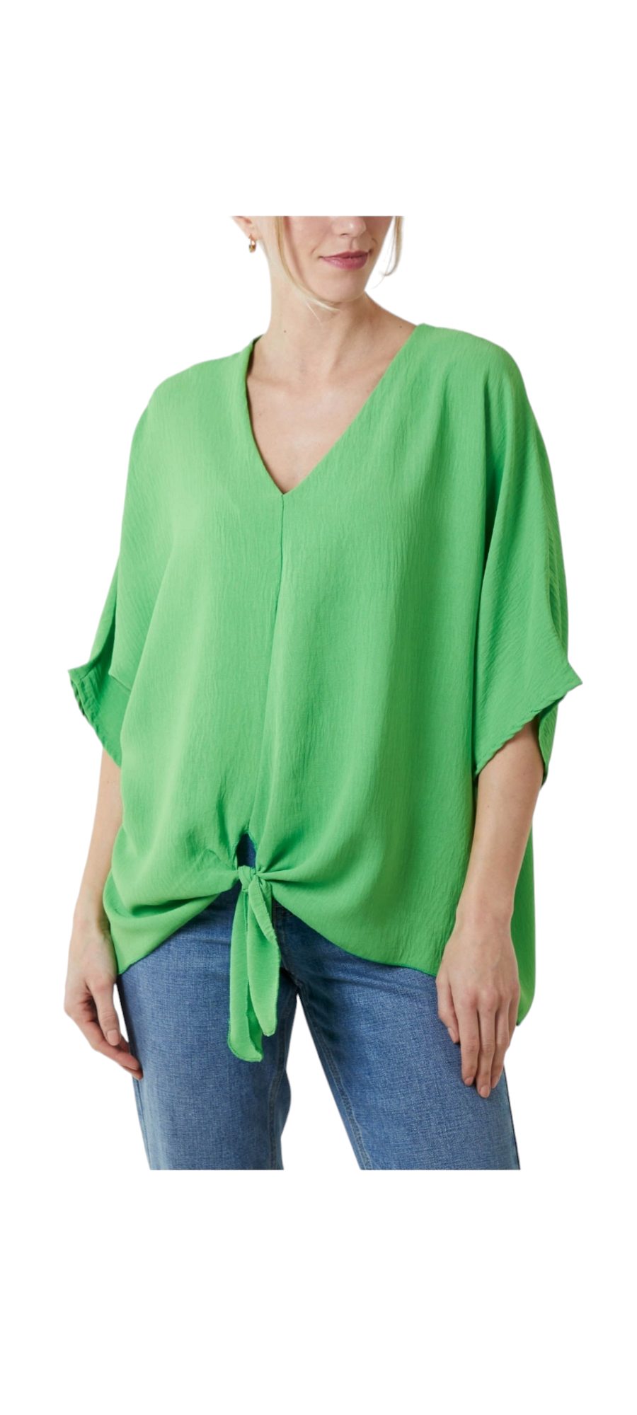 V-neck tie front blouse