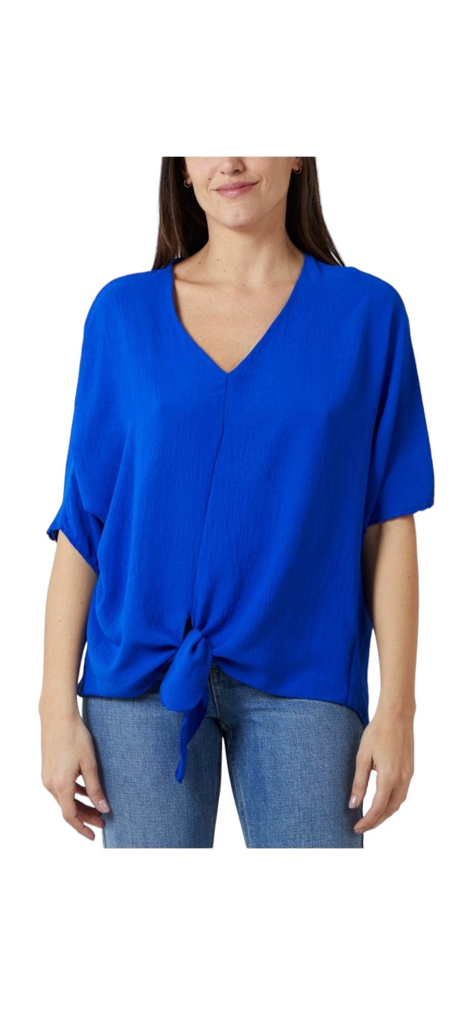 V-neck tie front blouse