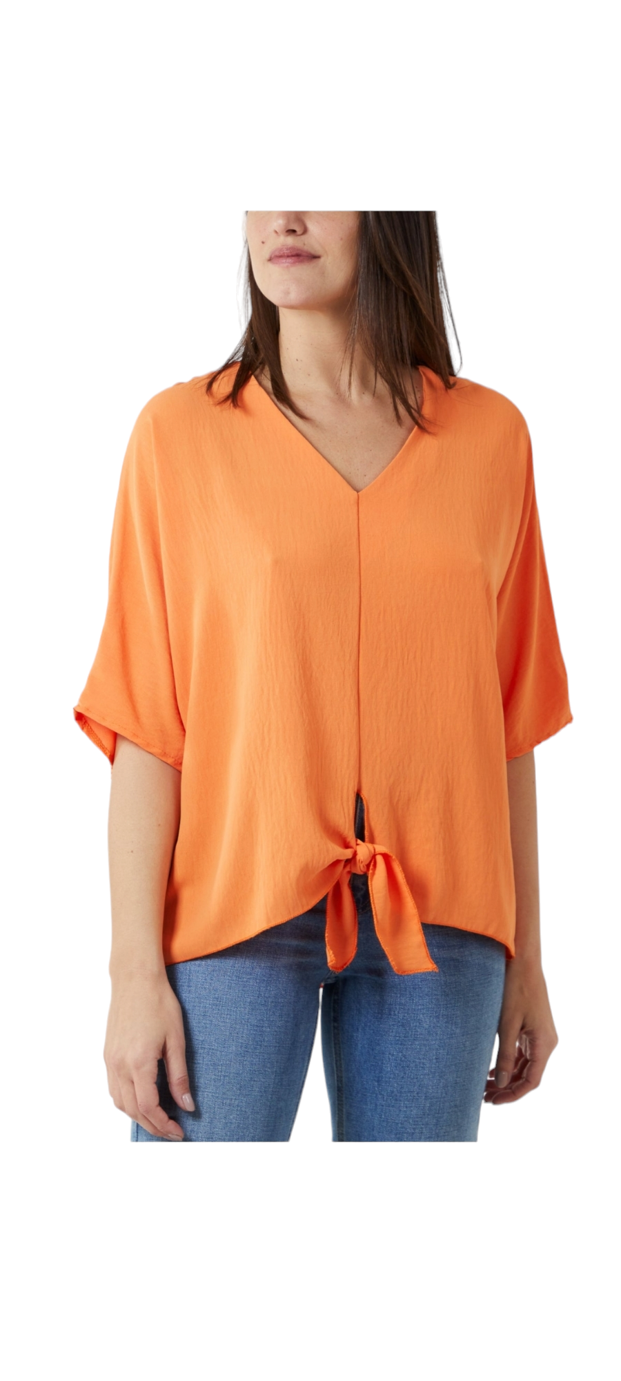 V-neck tie front blouse