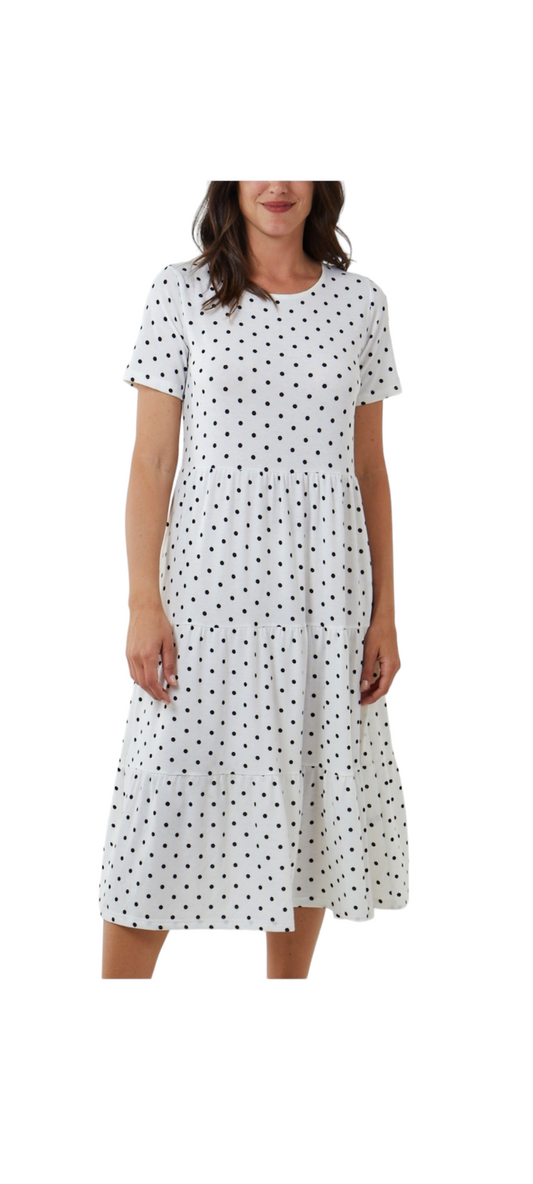 Tiered spotty dress - in three colours