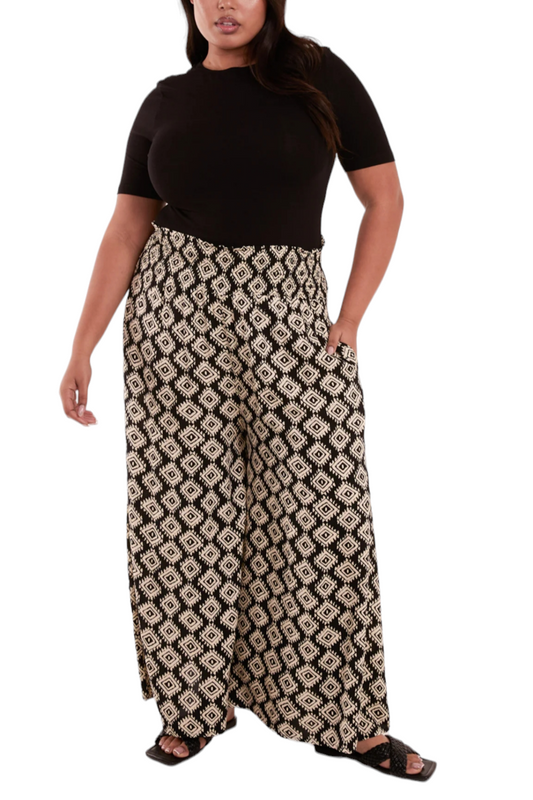 Curve print palazzo pants - in two colours