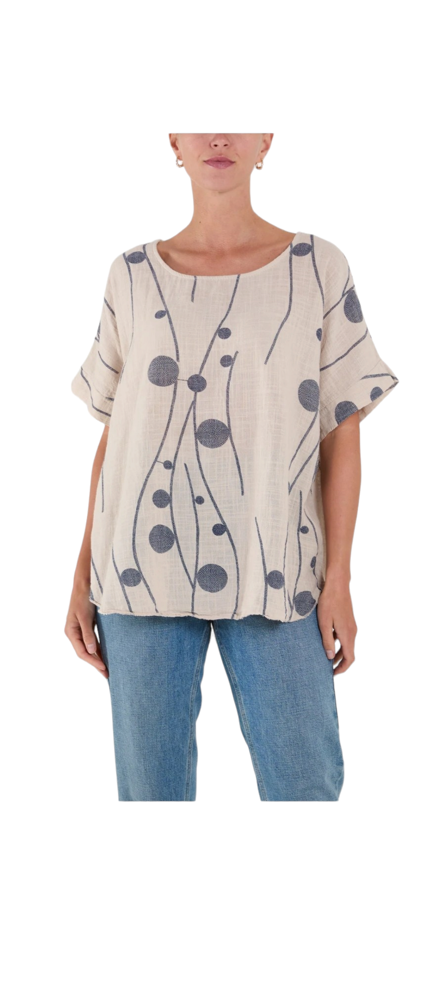 Circle print top - in five colours