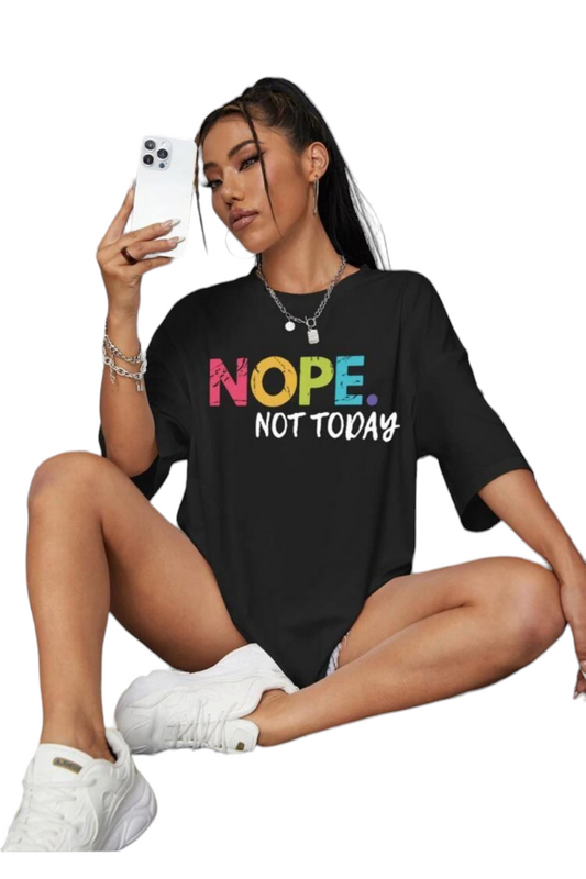 'Nope, not today' logo tee