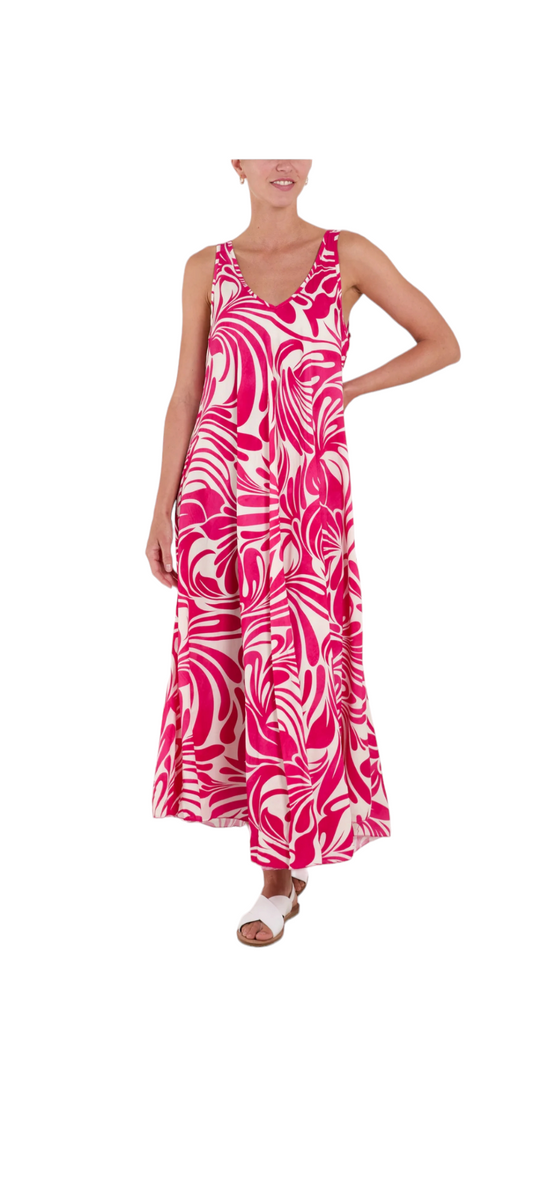 Tropical print strap maxi dress - in six colours