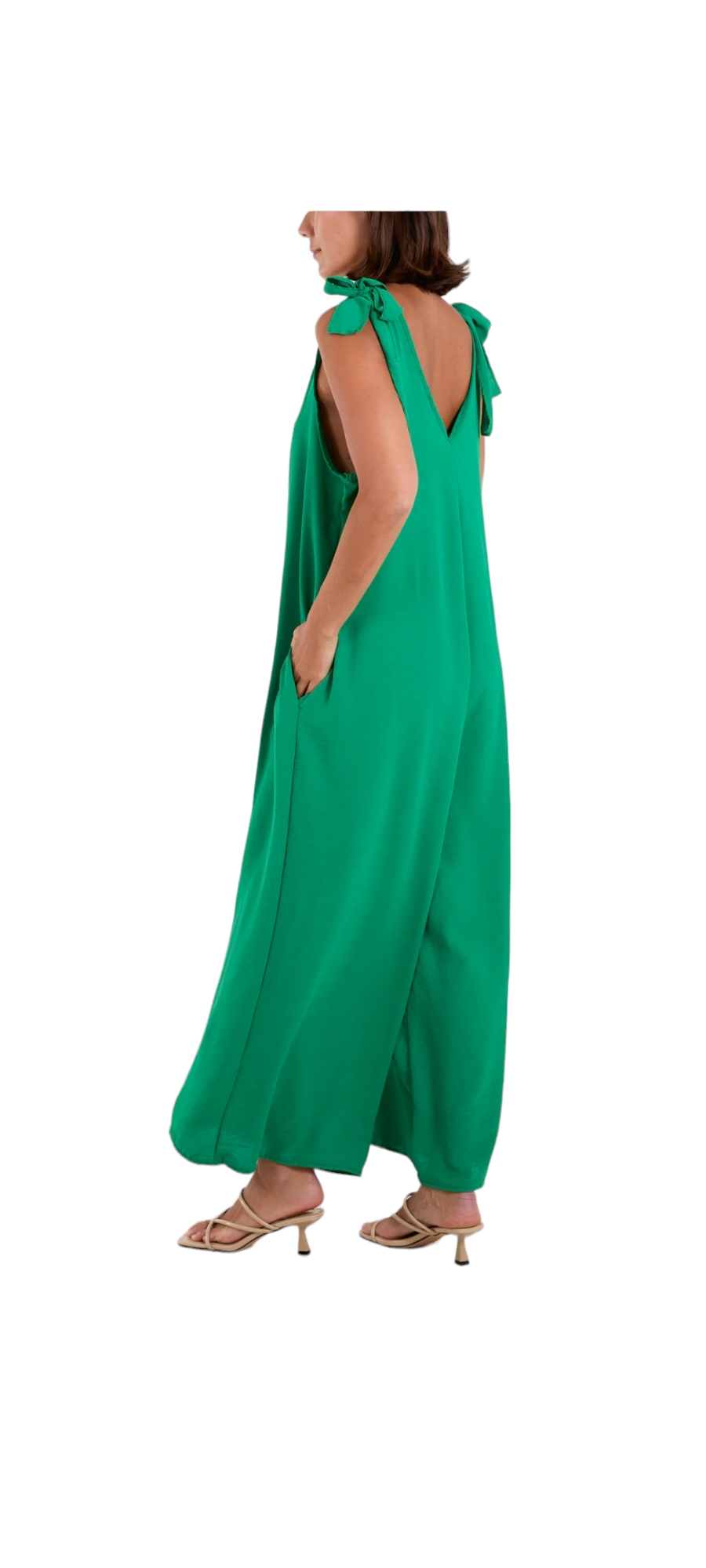 Wideleg jumpsuit with tie straps - in five colours