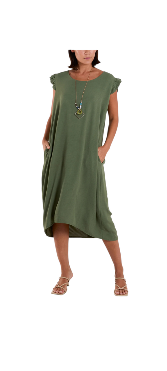 Suzie dress with pockets and back buttons - in five colours