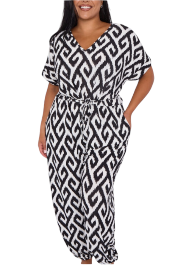 Curve range geo print jumpsuit