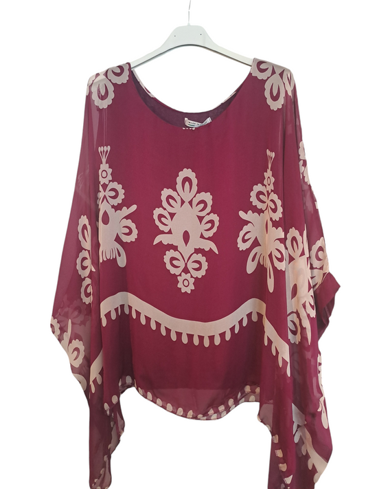 Cream print silk mix blouse - in three colours