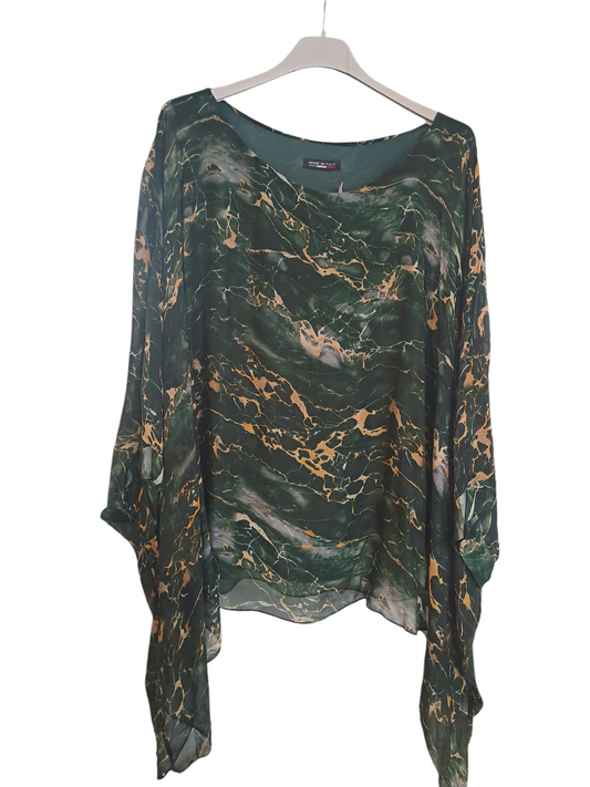 Marble print silk mix blouse - in four colours