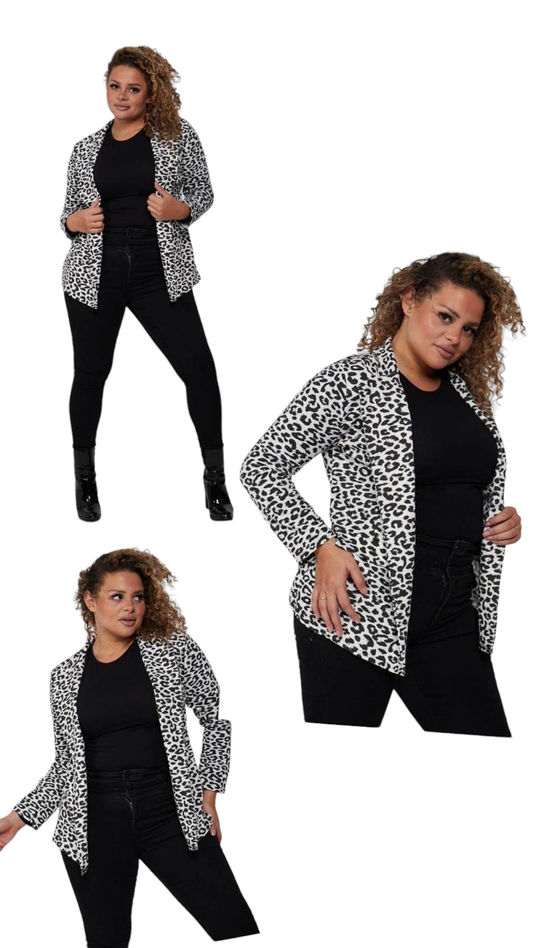 Curve range Black and white leopard print jacket