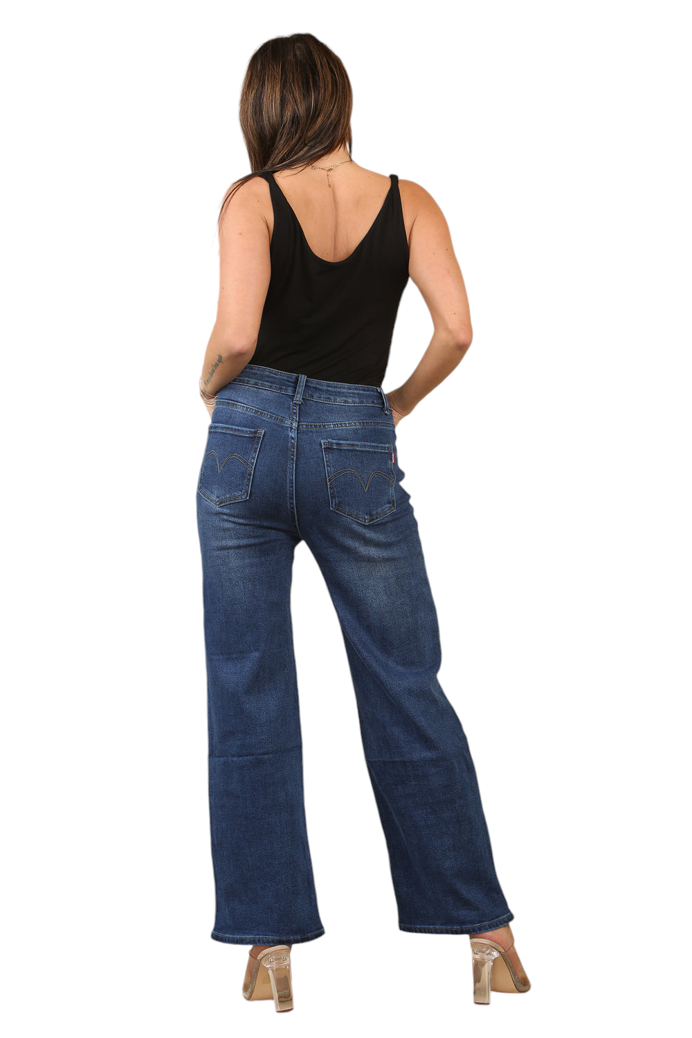 Stretch wide leg jean