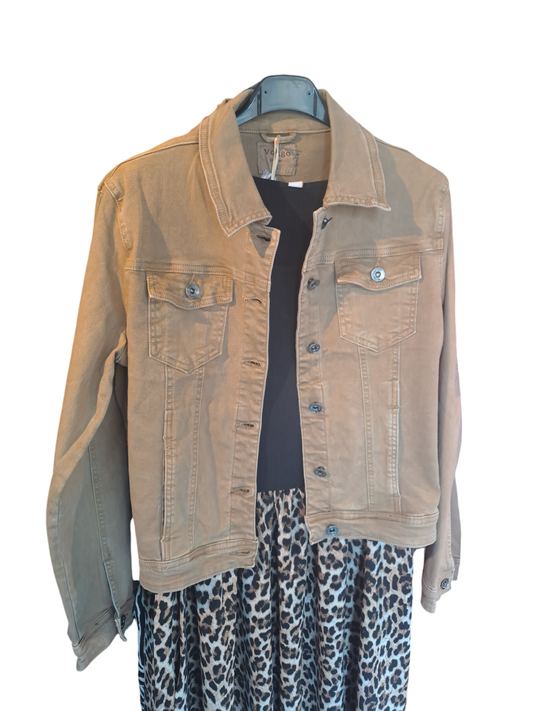 Stretch denim jacket in caramel