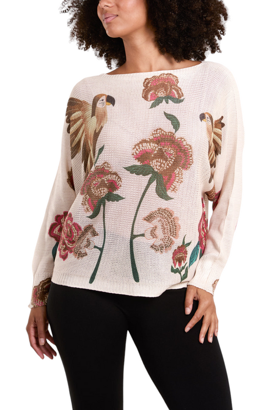 Mesh parrot long sleeved thin knitted jumper