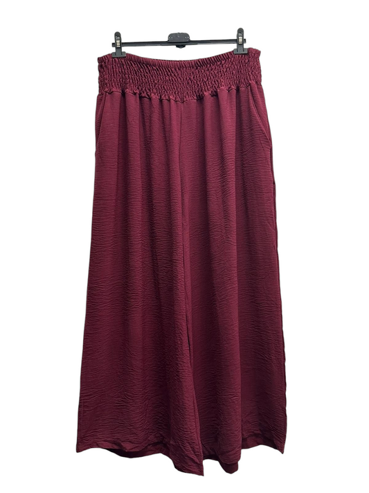 Curve range elasticated claret red wideleg trousers with pockets