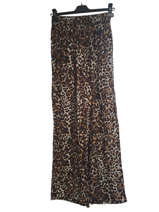 Leopard print wide leg trousers