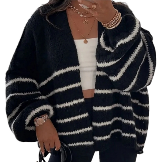 Fluffy Jo striped cardigan in two colours