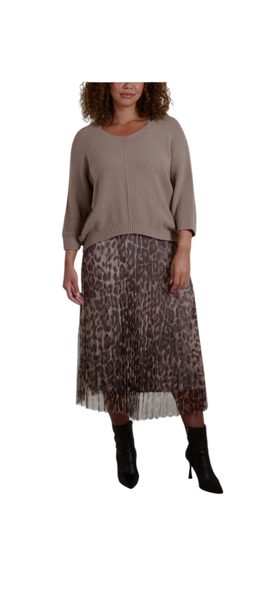 Floaty leopard print jumper dress in two colours