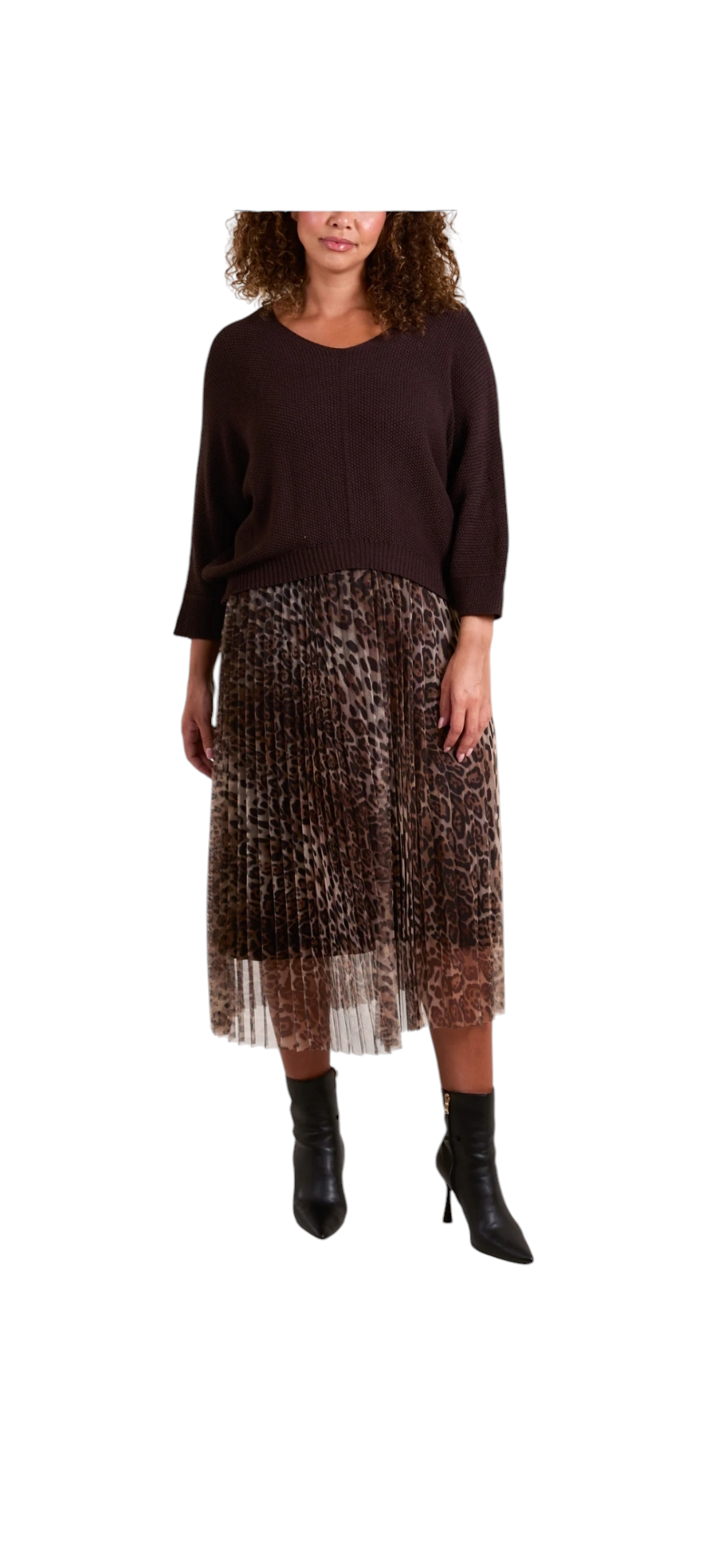 Floaty leopard print jumper dress in two colours