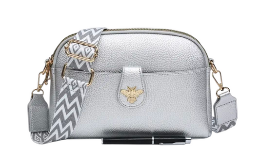 Neutral bee bag in silver, pewter and beige