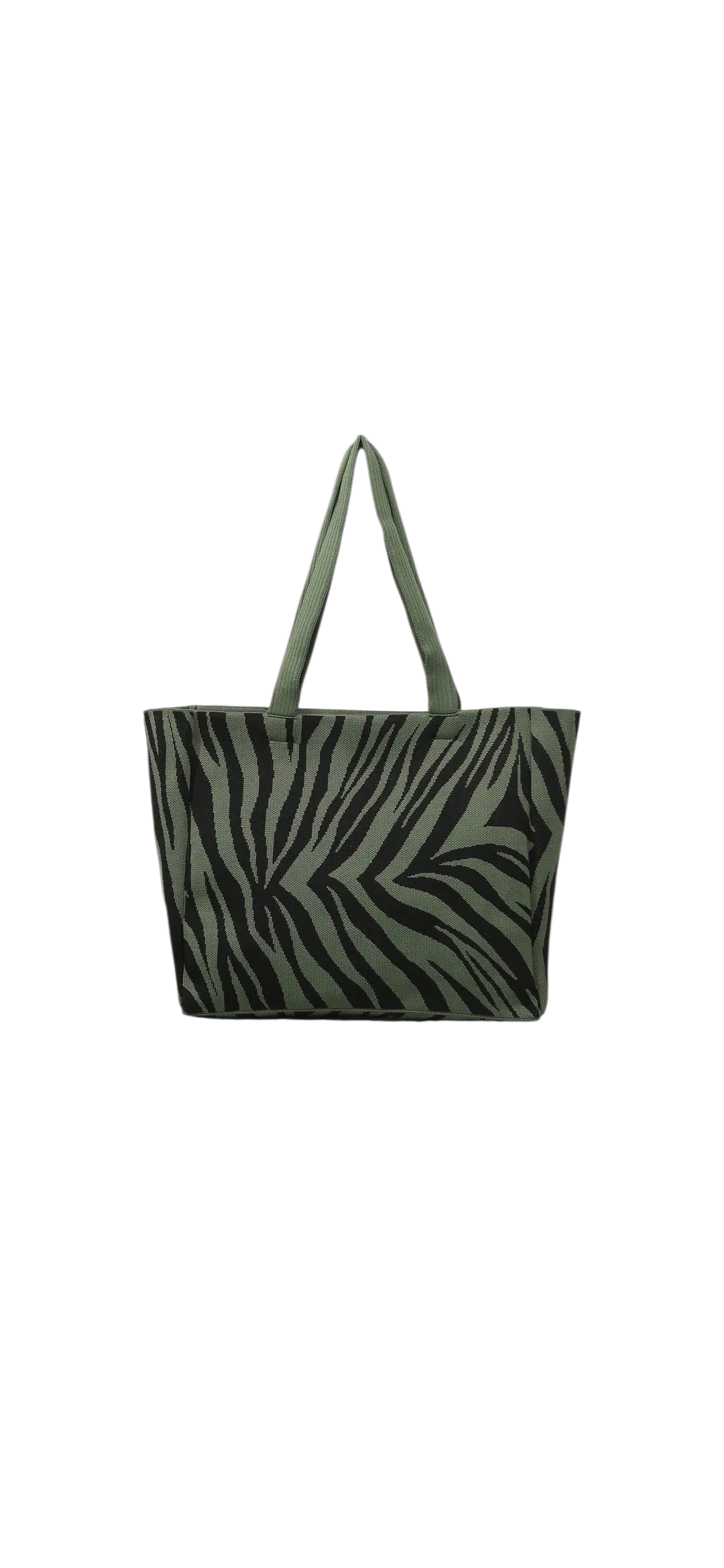 Zebra fabric shopper bag in green, brown and black zebra print