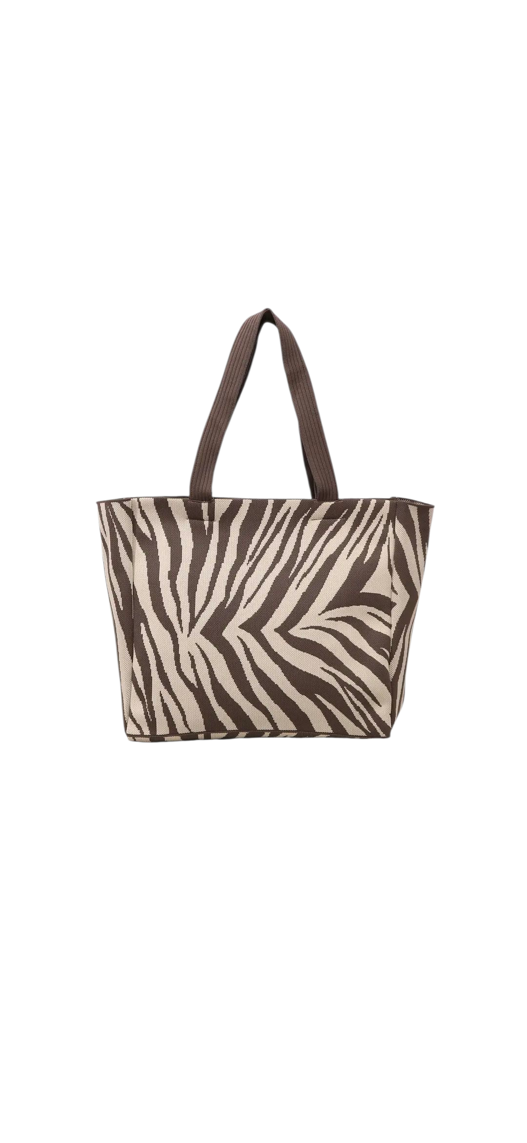 Zebra fabric shopper bag in green, brown and black zebra print