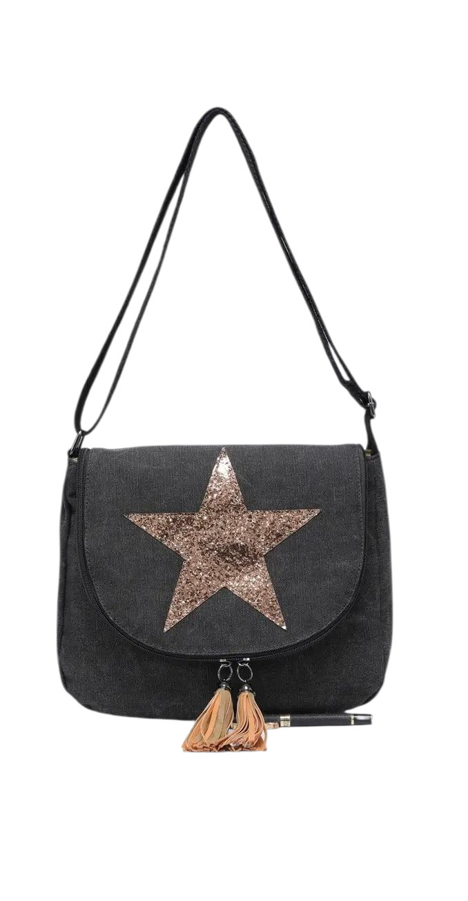 Crossbody shimmer star satchel bag in four colours
