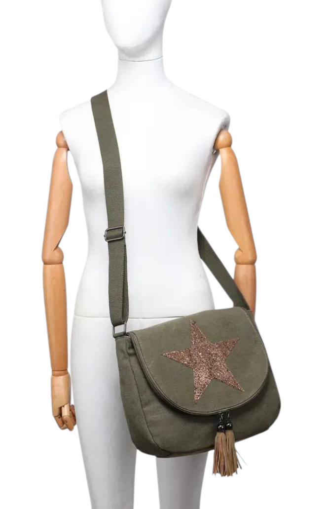 Crossbody shimmer star satchel bag in four colours