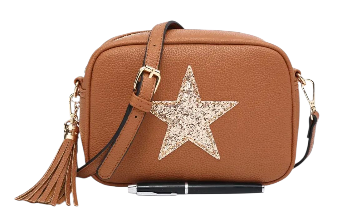 Vegan crossbody sparkle star bag in seven colours