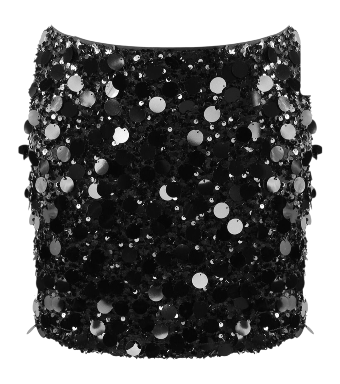 Sequin short skirt in chocolate and black