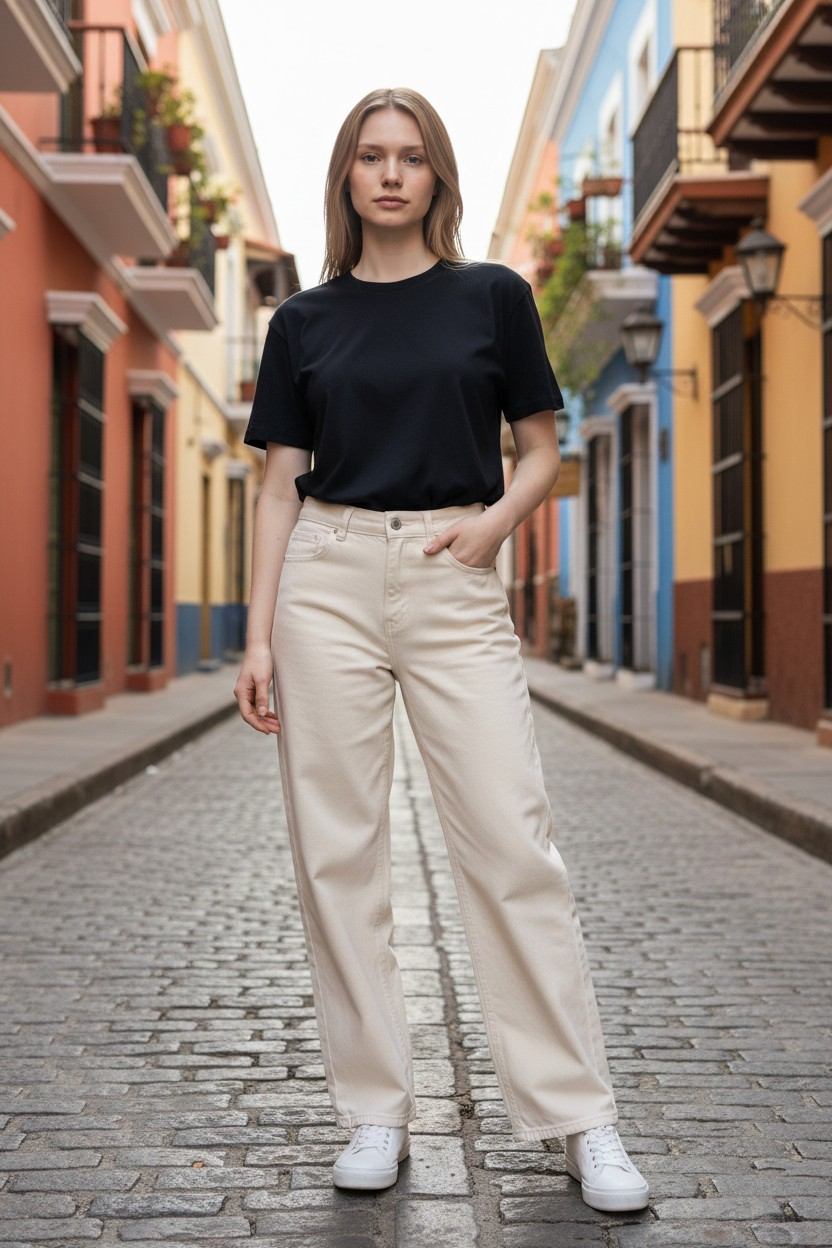 Stone long length wideleg jeans