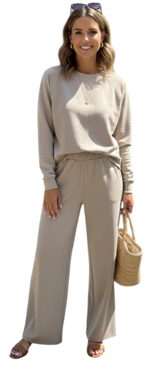 Shoulder padded lounge set co-ord in beige, blue, pink and yellow