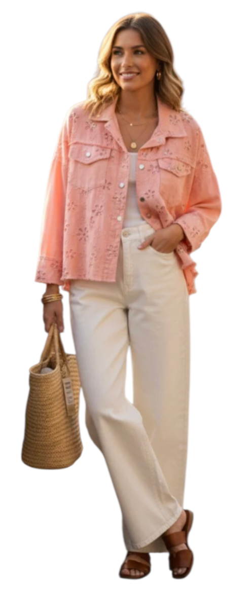 Embroidered sequin shacket on five colours