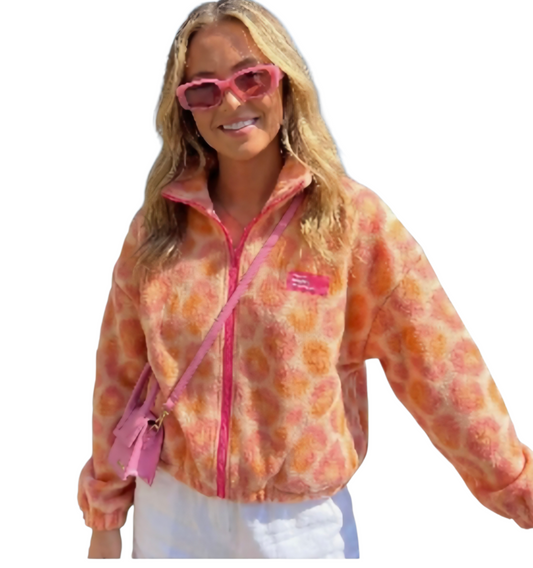 Leopard print jacket in pink and yellow