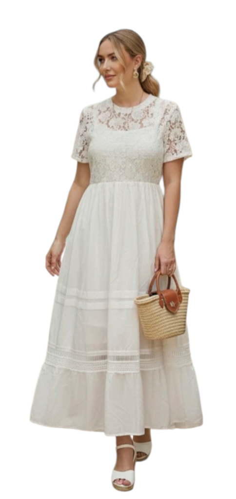 Lace dress in white and black