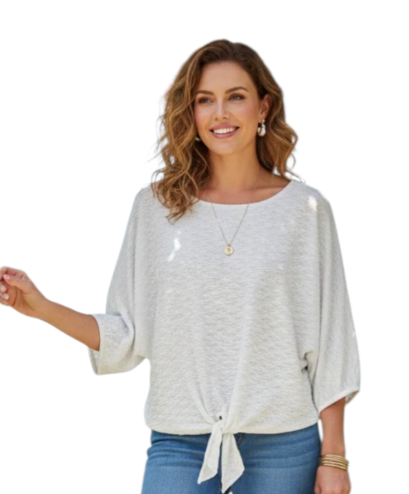 Front tie sparkle top in white, stone and black