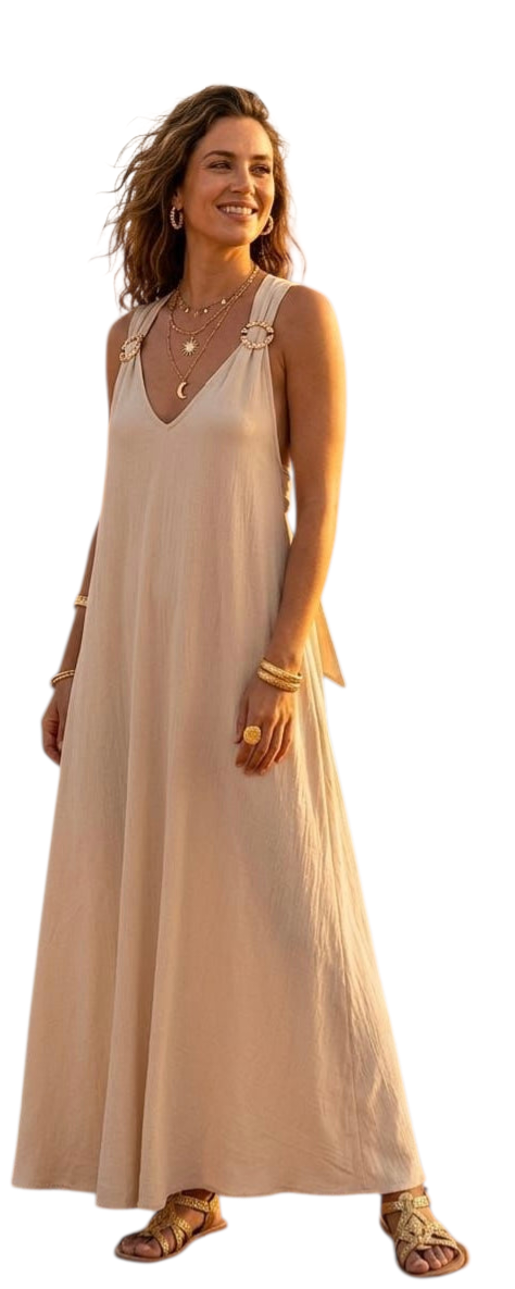 Gold buckle maxi dress in five colours