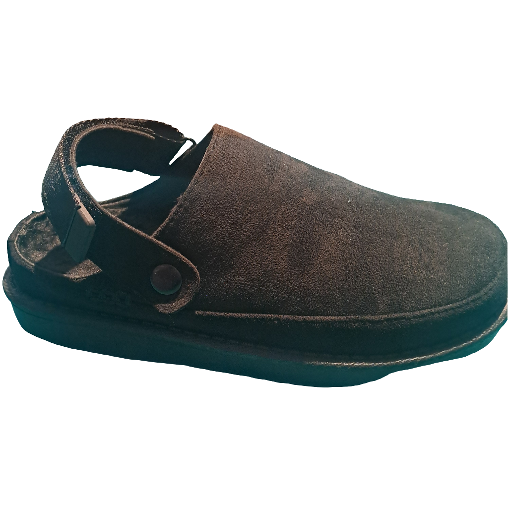 Fleece lined sling back mule in two colours