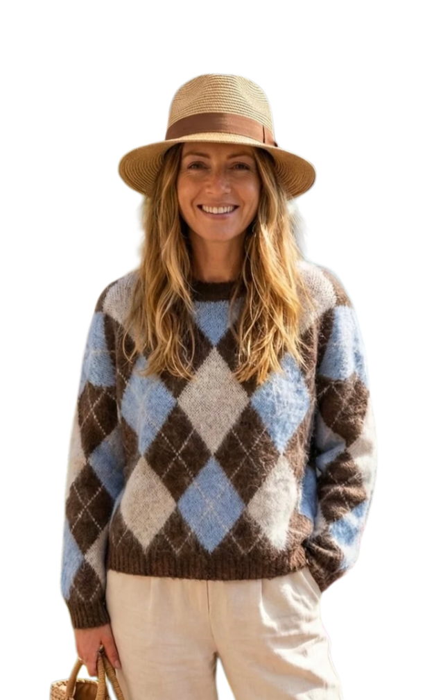Supersoft argyle jumper in three colours
